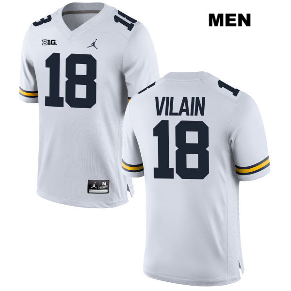 Men's NCAA Michigan Wolverines Luiji Vilain #18 White Jordan Brand Authentic Stitched Football College Jersey HK25N84VA